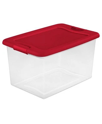 Sterilite 64 Qt. Clear Plastic Latching Lid Storage Bin Container Tote, 12 Pack