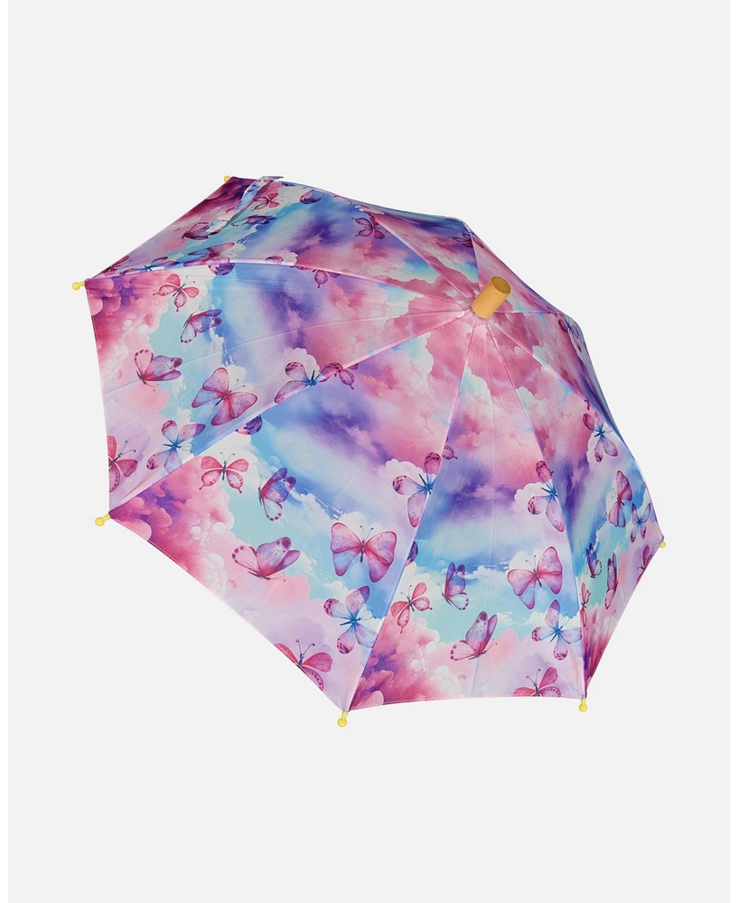 Deux par Deux Girl Printed Umbrella Butterflies On Multicolored Background - Toddler|Child