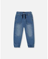 Deux par Big Boys French Terry Denim Jogger Pant Blue