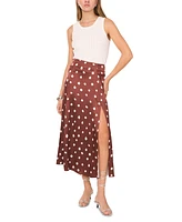 1.State Women's Linen Blend Polka Dot Midi Skirt