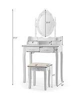 Gouun Makeup Vanity Dressing Table Set with Dimmable Bulbs Cushioned Stool