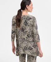 Jm Collection Women's Printed Scoop-Neck Swing Top, Exclusively at Macy's