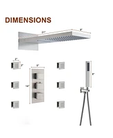 4 Function Shower System with Handheld Shower Head Rainfall Shower Head with Side Body Jets, Brushed Gold