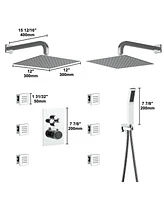 Boyel Living Thermostatic 4-Function Shower System with Handheld Shower Head Dual Shower Head with Side Body Jets Shower Faucet, Chrome