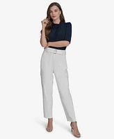 Halston Women's Scuba Straight-Leg Cargo Pants