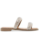 Madden Girl Partly Rhinestone Two-Band Slide Sandals