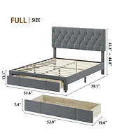gaomon Full Size Bed Frame with 2 Storage Drawers