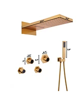 Boyel Living Led Luxury Shower System with Handheld Head Thermostatic Faucet Set Rain Head, Brushed Gold