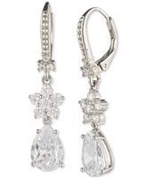 Marchesa Cubic Zirconia Flower Double Drop Earrings