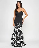 City Studios Juniors' 3D Floral-Applique Mermaid Gown, Created for Macy's