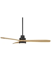 Casa Vieja 52" Delta Modern Country Indoor Outdoor Ceiling Fan 3 Blade Cct Led Light Remote Control Matte Black Finish Wood Blades Bedroom Patio Livin