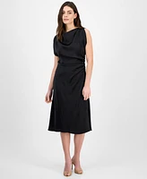 julia jordan Women's Sleeveless Ruched-Side Cowl-Neck Dress