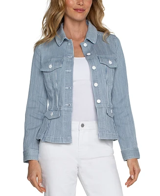 Liverpool Los Angeles Women's faux Button Collared Peplum Jacket