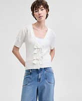 And Now This Women's Bow-Front Pointelle Cardigan, Exclusively at Macy's