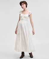 And Now This Women's Scoop-Neck Ruffle-Sleeve Maxi Lace Dress, Created for Macy's