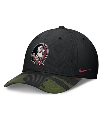 Nike Men's Black/Camo Florida State Seminoles 2024 Military Appreciation Rise Swoosh Performance Flex Hat