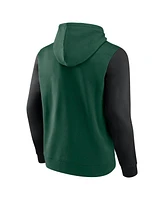 Logo Athletic Men's Hunter Green Milwaukee Bucks Outline Colorblock Pullover Hoodie