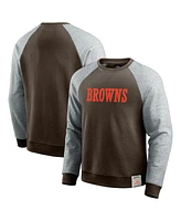 Fanatics Men's Brown/Heather Gray Cleveland Browns Colorblock Pullover Sweatshirt