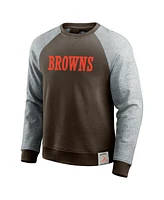 Fanatics Men's Brown/Heather Gray Cleveland Browns Colorblock Pullover Sweatshirt