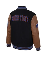 Colosseum Men's Black Boise State Broncos Letterman Full-Snap Varsity Jacket