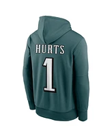 Nike Men's Jalen Hurts Midnight Green Philadelphia Eagles Player Name Number Performance Pullover Hoodie