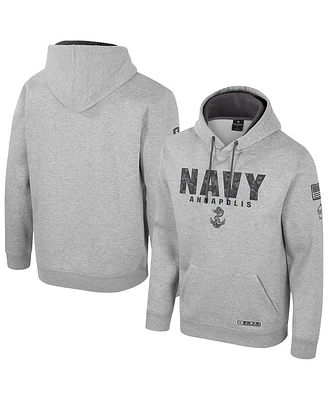 Colosseum Men's Heather Gray Navy Midshipmen Oorah Oht Military Appreciation Pullover Hoodie