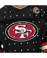 Gameday Couture Women's Black San Francisco 49ers Kickoff Time Allover Rhinestone Sports Stripe Jersey V-Neck T-Shirt