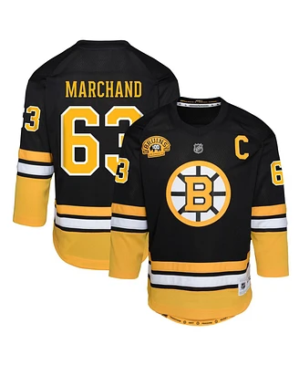 Outerstuff Big Boys and Girls David Pastrnak Black Boston Bruins 100th Anniversary Replica Player Jersey