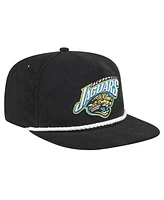 New Era Men's Black Jacksonville Jaguars Throwback Corduroy Golfer Snapback Hat