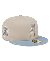 New Era Men's Stone/Light Blue Houston Oilers City Originals Lifestyle Two-Tone 59FIFTY Fitted Hat