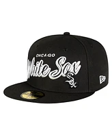 New Era Men's Black Chicago White Sox Script Sided 59FIFTY Fitted Hat