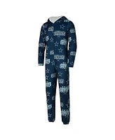 Concepts Sport Women's Navy Dallas Cowboys Roadway Allover Print Microfleece Full-Zip Union Suit