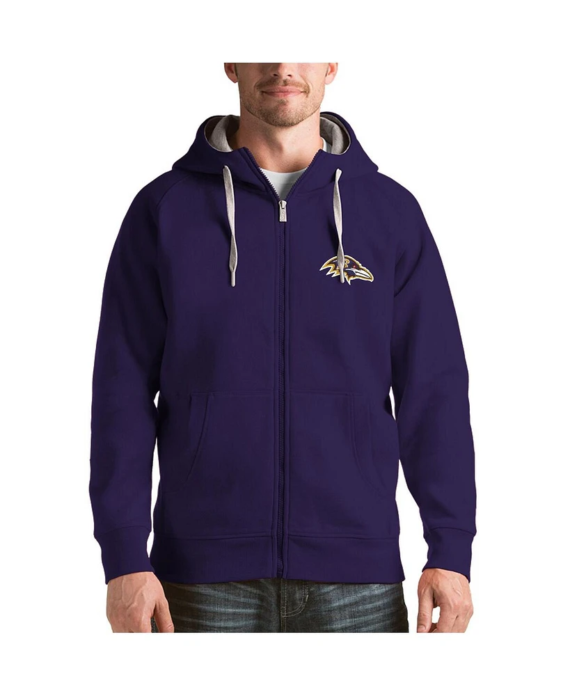 Antigua Men's Purple Baltimore Ravens Victory Full-Zip Hoodie