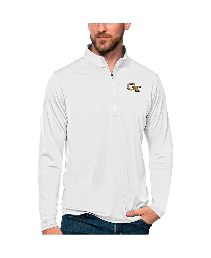 Antigua Men's White Georgia Tech Yellow Jackets Tribute Quarter-Zip Top