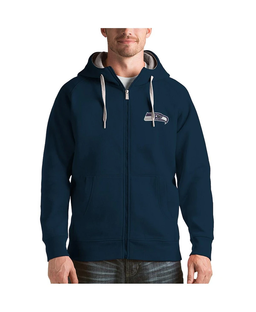 Antigua Men's College Navy Seattle Seahawks Victory Full-Zip Hoodie