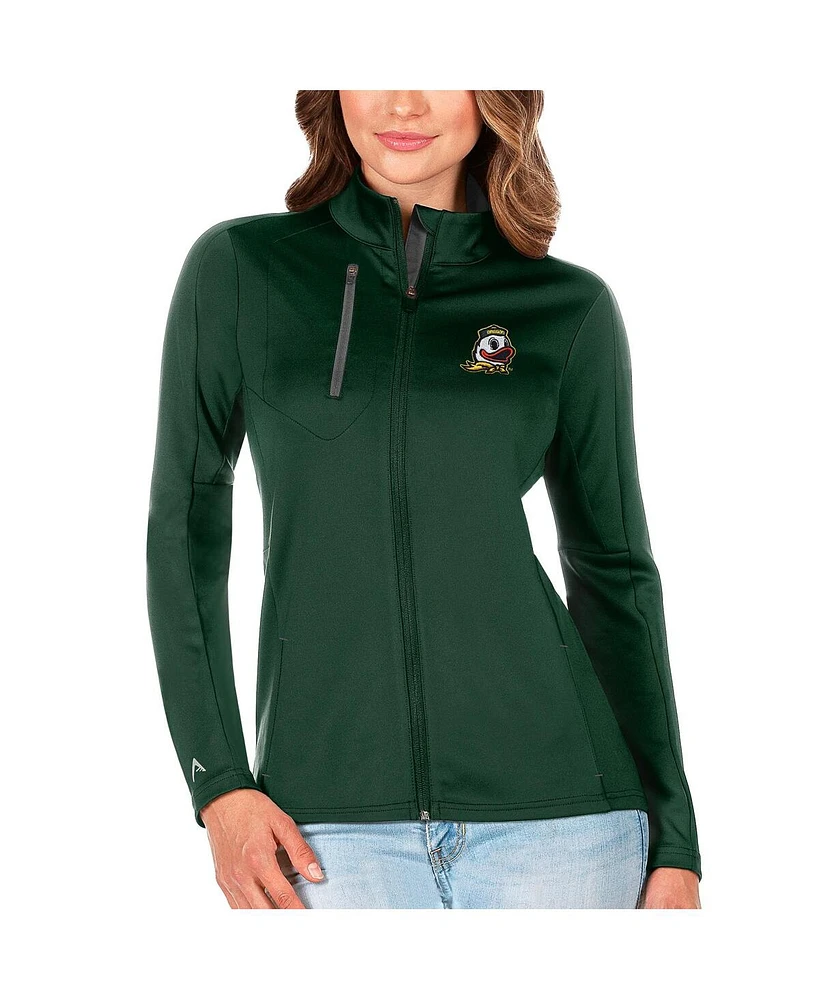 Antigua Women's Hunter Green/Graphite Oregon Ducks Generation Full-Zip Jacket