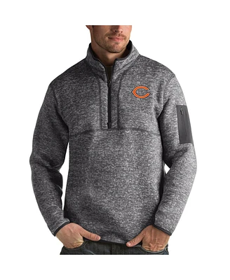 Antigua Men's Charcoal Chicago Bears Fortune Quarter-Zip Pullover Jacket