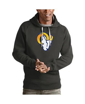 Antigua Men's Charcoal Los Angeles Rams Victory Pullover Hoodie