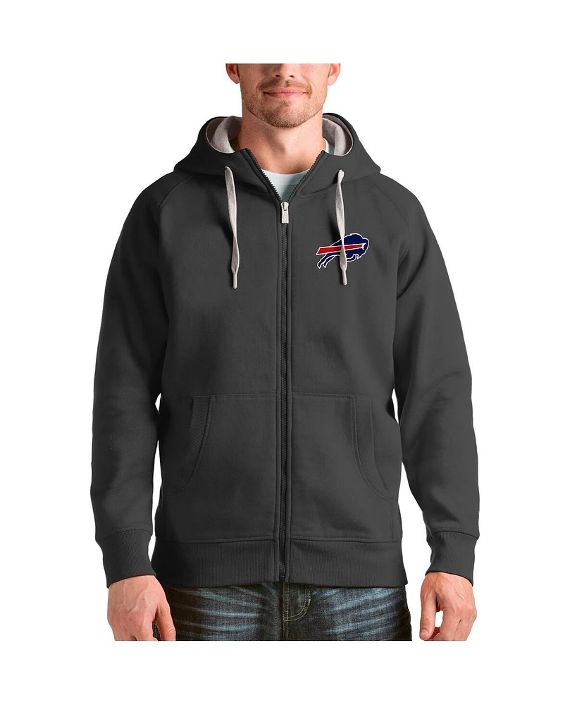 Antigua Men's Charcoal Buffalo Bills Victory Full-Zip Hoodie