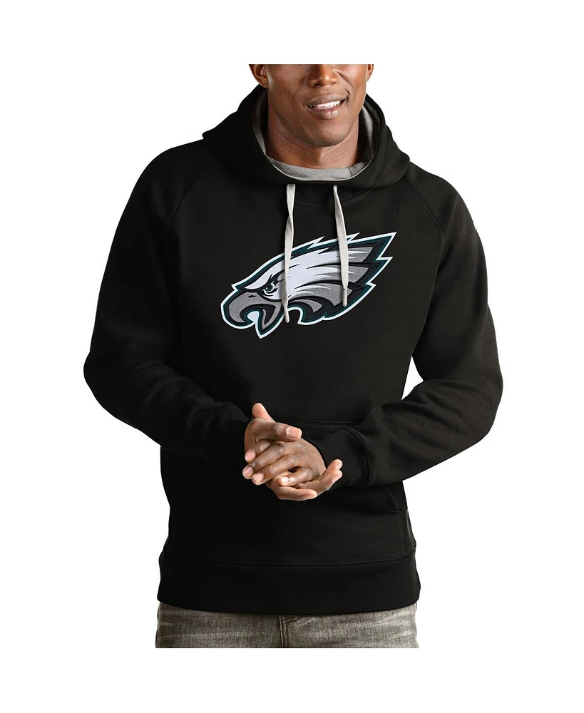 Antigua Men's Black Philadelphia Eagles Victory Pullover Hoodie