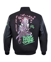 Freeze Max Men's Black Batman The Clown Prince of Crime Full-Zip Varsity Jacket