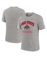 Nike Men's Heather Gray Ohio State Buckeyes Arch Over Logo Tri-Blend T-Shirt