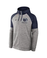 Nike Men's Heather Gray Penn State Nittany Lions Fitness Raglan Performance Full-Zip Hoodie