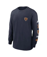 Nike Men's Navy Chicago Bears Rewind Heavy Max 90 Pocket Long Sleeve T-Shirt
