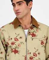 Sun + Stone Men's Sean Long Sleeve Corduroy-Collar Zip-Front Floral Jacket, Exclusively at Macy's