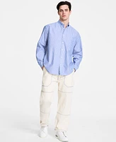 Hugo by Boss Men's Oversized-Fit Stripe Shirt