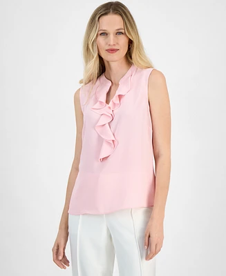 Kasper Women's Sleeveless Ruffle-Neck Blouse, Regular & Petite