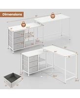 Gouun L-shaped Computer Desk with Power Outlet for Working Studying Gaming