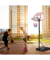 Gymax Basketball System Hoop Stand Backboard w/ Adjustable Height Wheels & 2 Nets
