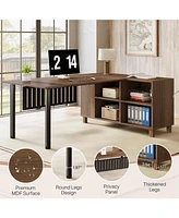 Tribesigns 63-Inch L-Shaped Executive Desk, Large Office Desk with Storage Cabinet Shelves, L-Shaped Computer Desk with Storage, Wood Executive Desk,